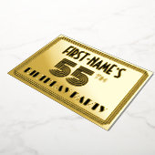 55e verjaardag — Art Deco Style "55" en naam Folie Uitnodiging (Gedraaid)