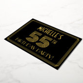 55e verjaardag — Art Deco Style "55" + Naam Folie Uitnodiging (Gedraaid)