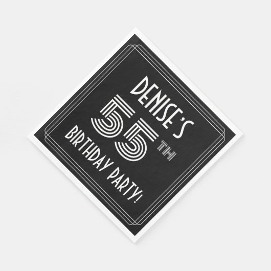 55e verjaardag: Art Deco Style + aangepaste naam Servet (Hoek)