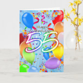 55e verjaardag - Ballon Birthday Kaart - Happy Bir (Gele Bloem)