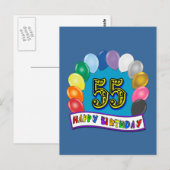 55e verjaardag ballonnen ontwerp briefkaart (Voorkant / Achterkant)