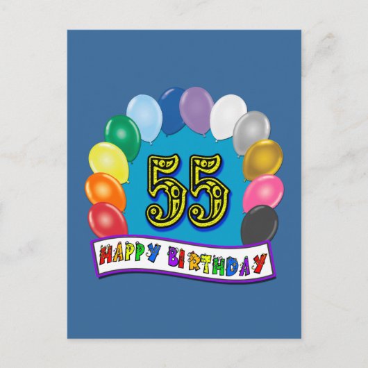 55e verjaardag ballonnen ontwerp briefkaart (Voorkant)