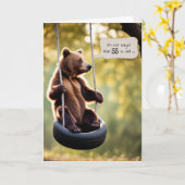 55e verjaardag Beer op een bandschommel Kaart (Gele Bloem)