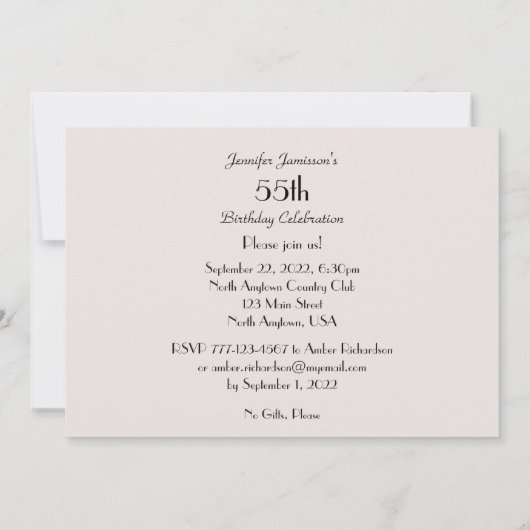 55e verjaardag Bleke roze roze roze roze roze roze Kaart (Achterkant)