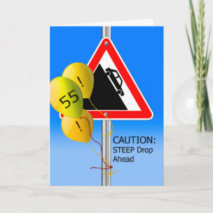 55e verjaardag boven het heuvelteken, waarschuwing kaart