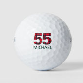55e verjaardag cadeau - Classy 55 jaar Red Plaid Golfballen (Voorkant)