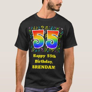 55e verjaardag: Colorful Music Symbols, Rainbow 55 T-shirt