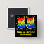 55e verjaardag: Colorful Music Symbols, Rainbow 55 Vierkante Button 5,1 Cm (Voorkant /achterkant)