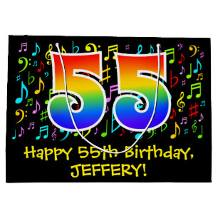 55e verjaardag - Colorful Music Symbols, Rainbow 5 Groot Cadeauzakje