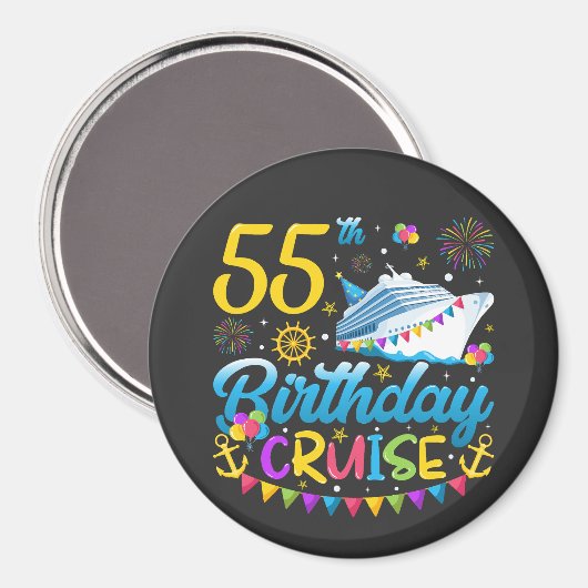 55e verjaardag Cruise B-Day Party Circle Magneet (Voorkant / Achterkant)