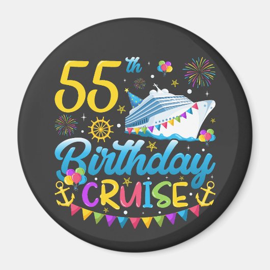 55e verjaardag Cruise B-Day Party Circle Magneet (Voorkant)