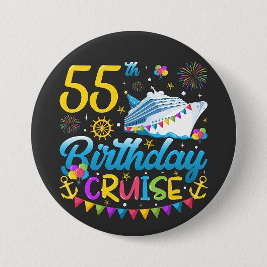 55e verjaardag Cruise B-Day Party Ronde Ronde Button 7,6 Cm (Voorkant)