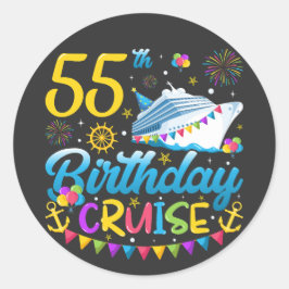 55e verjaardag Cruise B-Day Party Ronde Sticker