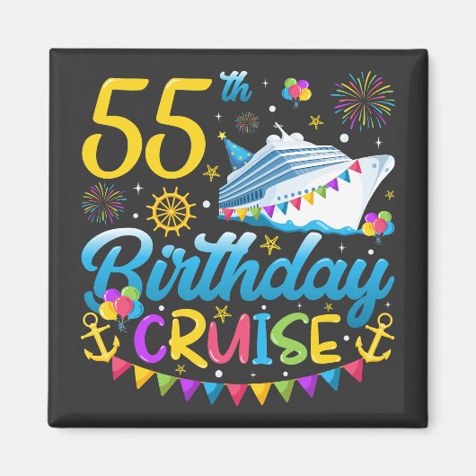55e verjaardag Cruise B-Day Party Square Magneet (Voorkant)