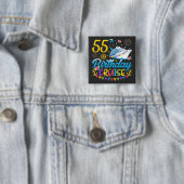 55e verjaardag Cruise B-Day Party Square Vierkante Button 5,1 Cm (In situ)