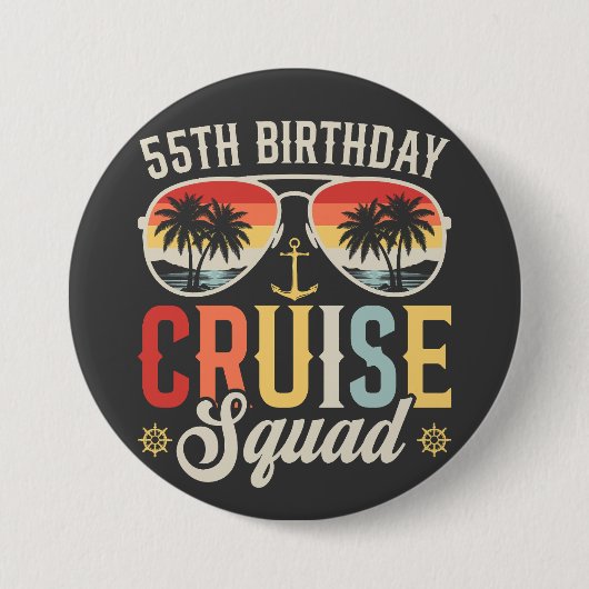55E Verjaardag Cruise Squad Familie Matching Ronde Button 7,6 Cm (Voorkant)