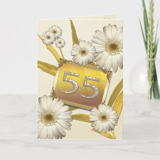 55e verjaardag Daisy Floral Kaart (Voorkant)