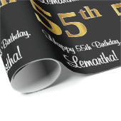 55e verjaardag: Elegant Luxe Faux Gold Look # Cadeaupapier (Rol Hoek)