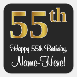 55e verjaardag - Elegant luxe Faux Gold-look # Vierkante Sticker