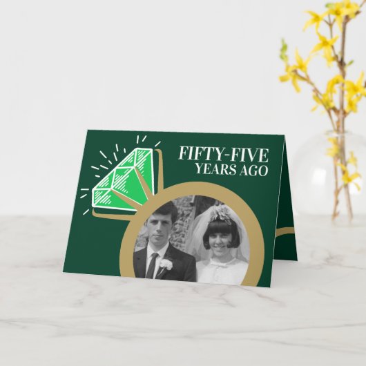 55e verjaardag Emerald gouden ring nu foto Kaart (Gele Bloem)