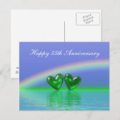 55e verjaardag Emerald Hearts Briefkaart (Voorkant / Achterkant)