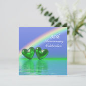55e verjaardag Emerald Hearts Kaart (Staand voorkant)