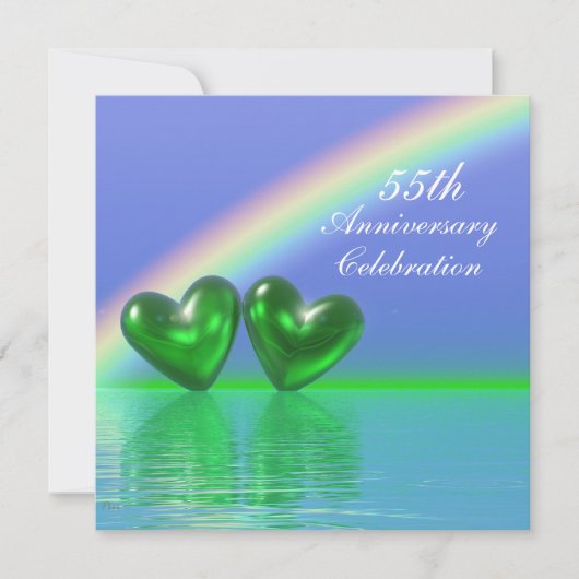 55e verjaardag Emerald Hearts Kaart (Voorkant)