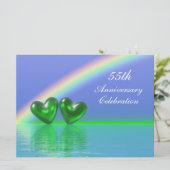 55e verjaardag Emerald Hearts Kaart (Staand voorkant)