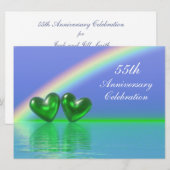 55e verjaardag Emerald Hearts Kaart (Voorkant / Achterkant)