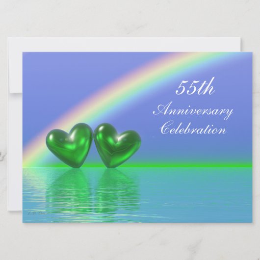 55e verjaardag Emerald Hearts Kaart (Voorkant)