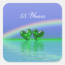 55e verjaardag Emerald Hearts Vierkante Sticker