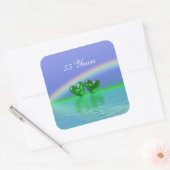 55e verjaardag Emerald Hearts Vierkante Sticker (Envelop)