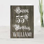 55e verjaardag: Fancy, elegante tekst; Faux Hood l Kaart (Voorkant)