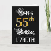 55e verjaardag — Fancy script; Faux Gold Kijk; naa Kaart (Voorkant)