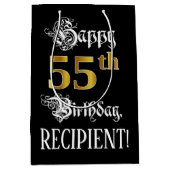 55e verjaardag ~ Fancy script; Faux Gold look; naa Medium Cadeauzakje (Voorkant)