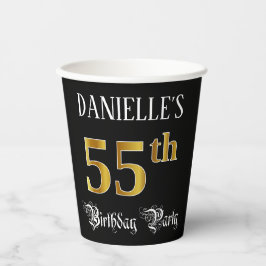 55e verjaardag — Fancy script, Faux Gold look Papieren Bekers