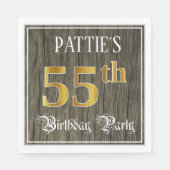 55e verjaardag — Faux Gold & Faux Wood Servet (Voorkant)
