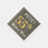 55e verjaardag — Faux Gold & Faux Wood Servet (Hoek)