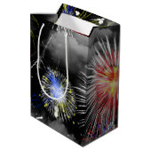 55e verjaardag Fireworks in Clouds Medium Gift Bag Medium Cadeauzakje (Achterkant Gekanteld)