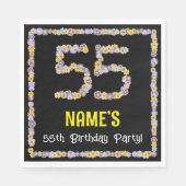 55e verjaardag: Floral Flowers Number, Custom Name Servet (Voorkant)