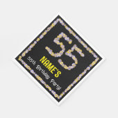 55e verjaardag: Floral Flowers Number, Custom Name Servet (Hoek)