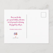 55e verjaardag Floral Modern Save The Date Aankondigingskaart (Achterkant)