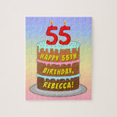 55e verjaardag: Fun Cake and Candles + Custom Name Legpuzzel (Verticaal)