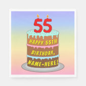 55e verjaardag: Fun Cake and Candles + Custom Name Servet (Voorkant)