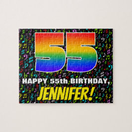 55e verjaardag — Fun, Colorful Music Symbols & "55 Legpuzzel