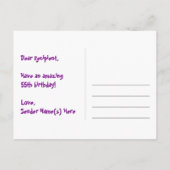 55e verjaardag: Fun Hearts-patroon, Regenboog 55 Briefkaart (Achterkant)