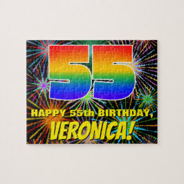55e verjaardag: Fun, kleurrijk gevuurwerk Legpuzzel