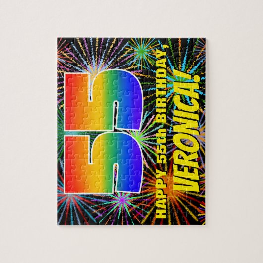 55e verjaardag: Fun, kleurrijk gevuurwerk Legpuzzel (Verticaal)