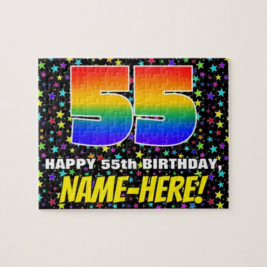 55e verjaardag — Fun, kleurrijk Star Field Pattern Legpuzzel (Horizontaal)