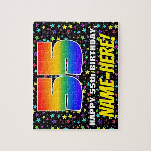 55e verjaardag — Fun, kleurrijk Star Field Pattern Legpuzzel (Verticaal)